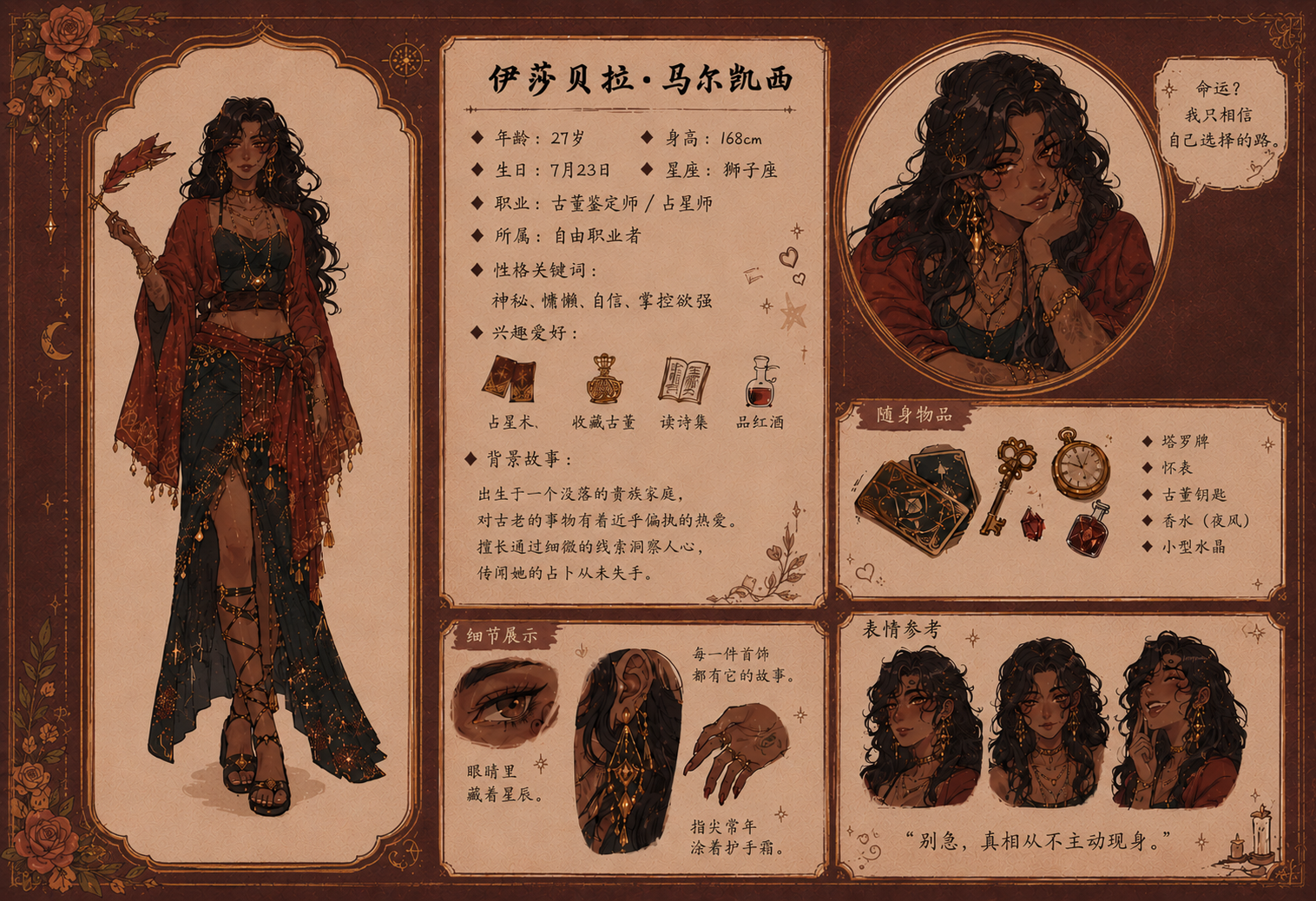 吱吱OC-oc sheet 异域占星风人设档案表